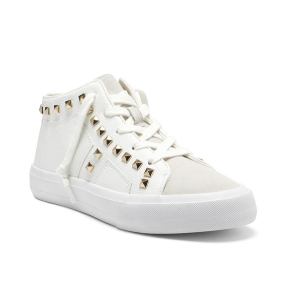 Jessica Simpson White Faux Leather Studded Folliah Sneaker, Size 6 - Picture 1 of 5